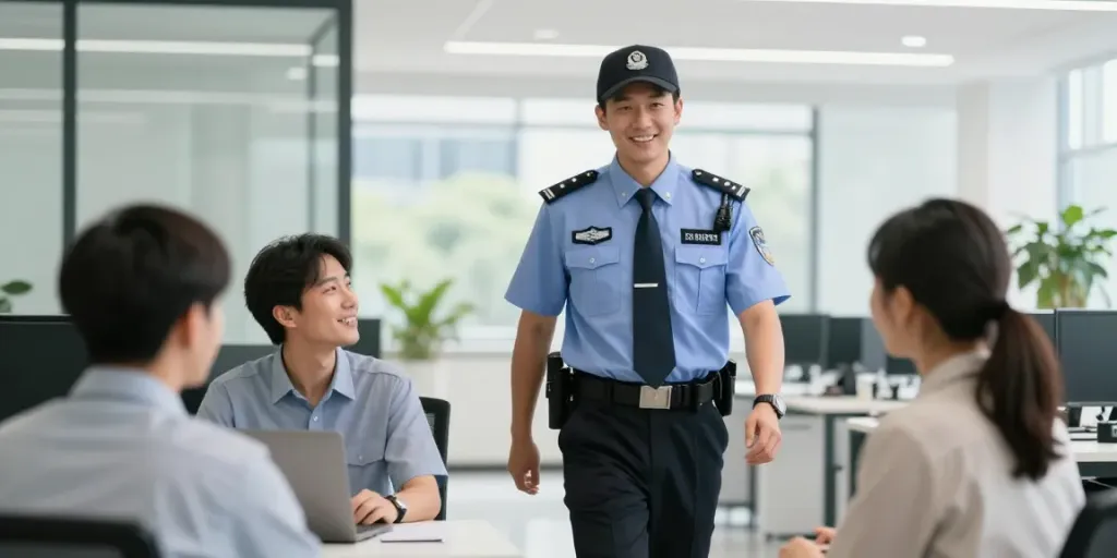 A professional Security Guard ensuring safety at a corporate office.
