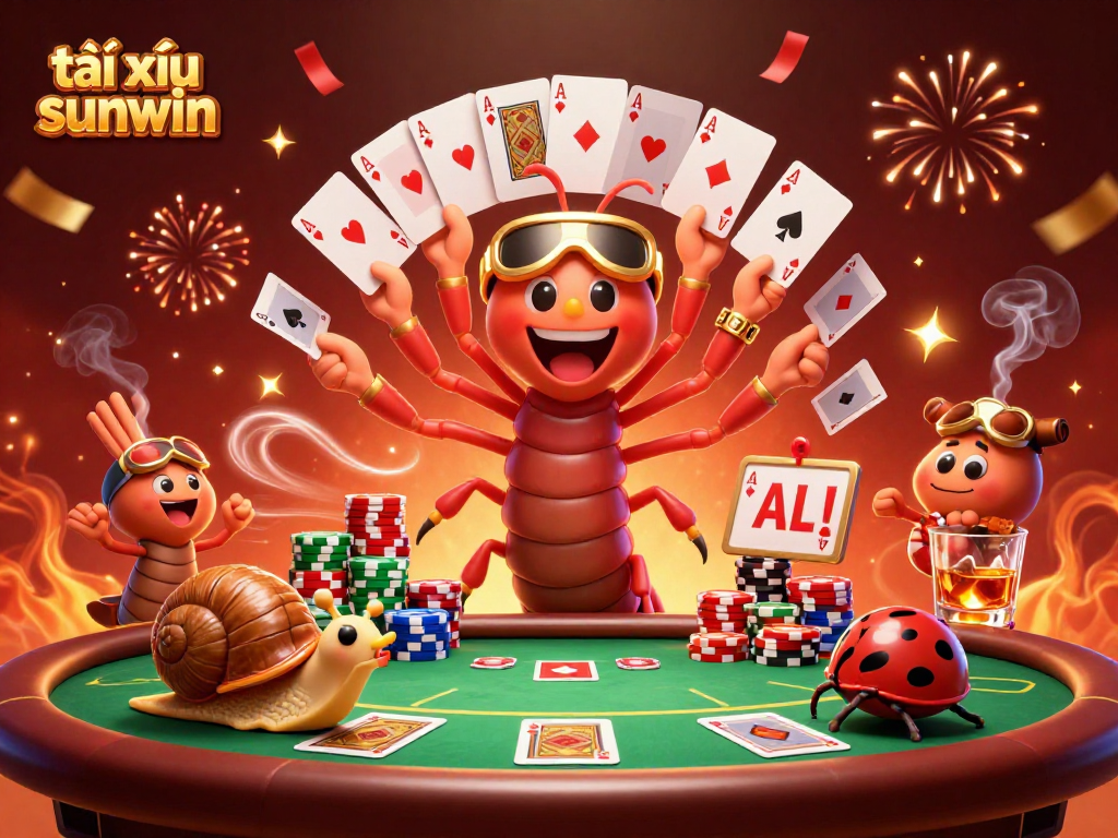 Experience tài xỉu sunwin with vibrant cartoon characters engaging in an exciting casino scene.