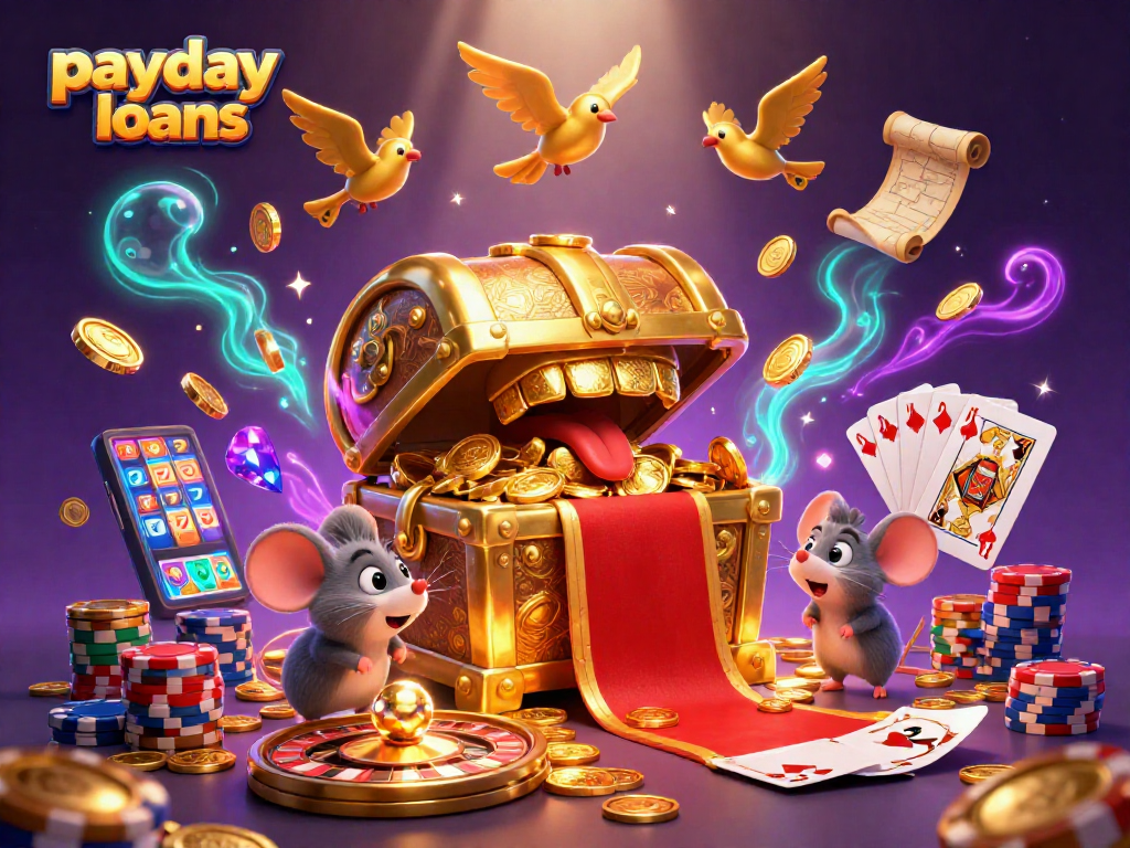 Engage with payday loans in a dynamic casino scene filled with vibrant gameplay elements and riches.