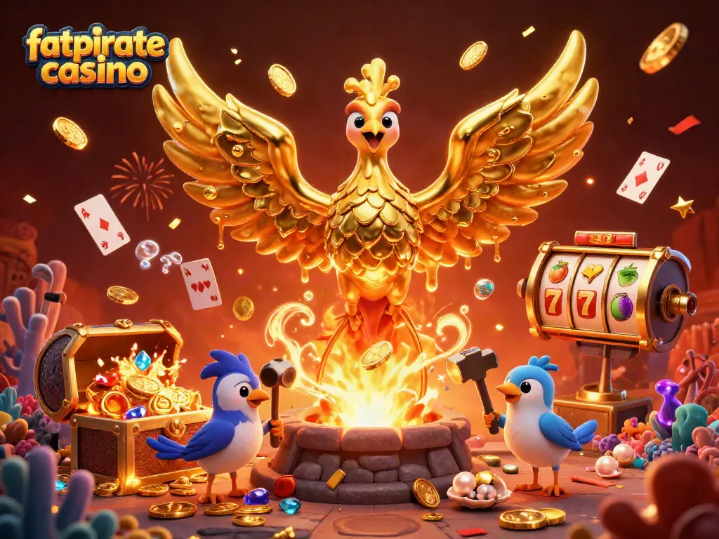 Experience the thrill of fatpirate casino with dynamic golden phoenix and vibrant gaming elements.