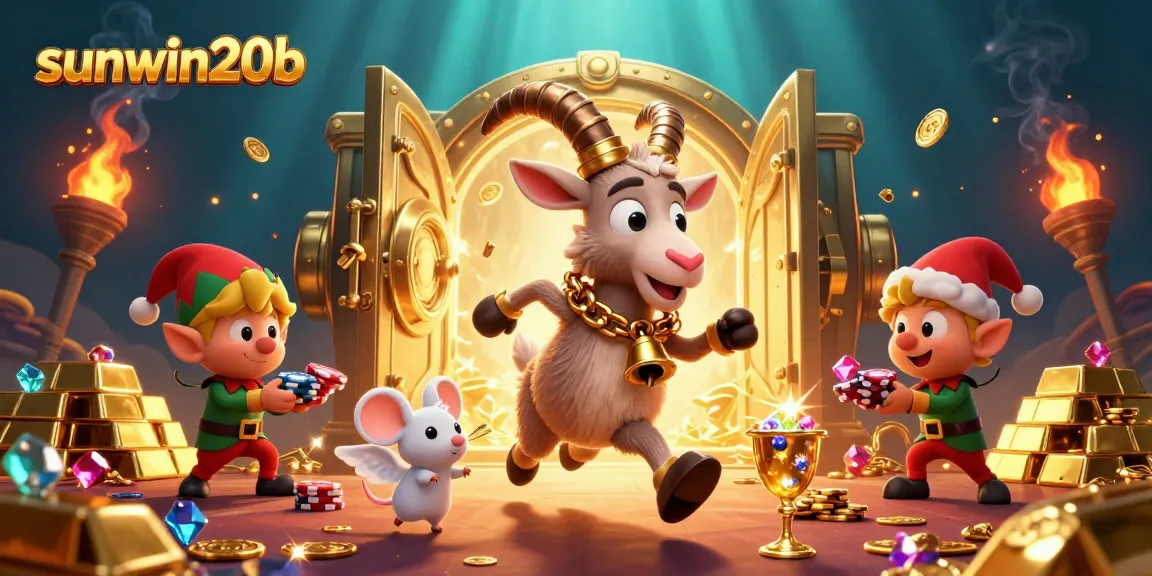 Experience thrilling gameplay at sunwin20b, featuring a festive casino scene with characters engaged in gambling excitement.