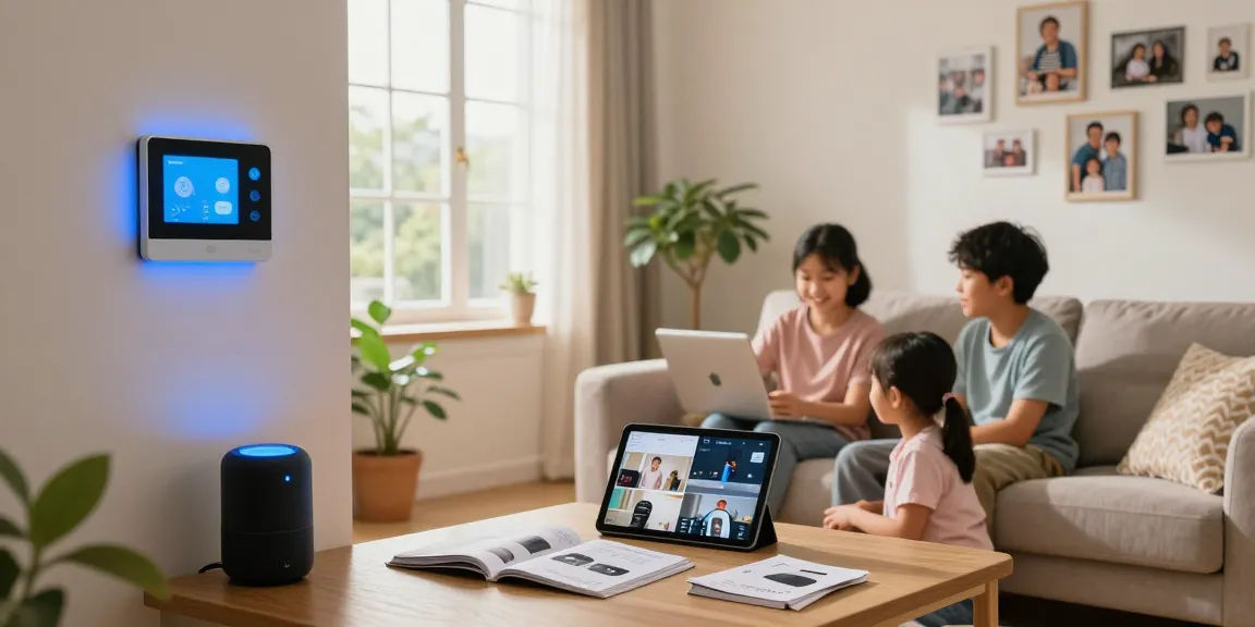 Family enjoying the best smart home gadgets 2026 in a cozy living room.