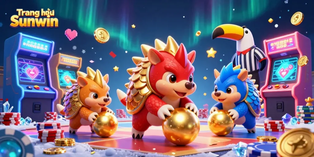 Play exciting games at Trang chủ Sunwin with vibrant pangolins rolling through poker chips.