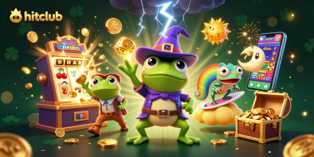 Experience the hitclub magic with a vibrant 3D casino-themed storm, featuring exciting game elements.